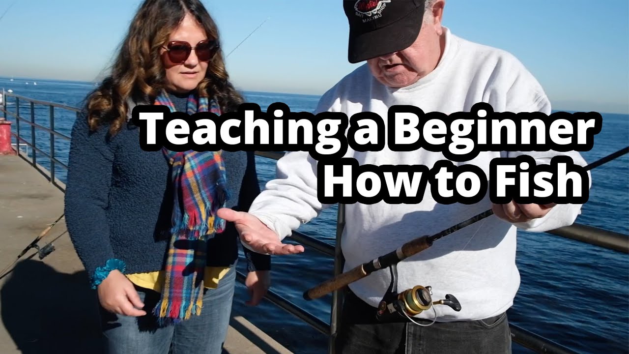 Teaching a Beginner How to Fish - Pier Fishing in California 