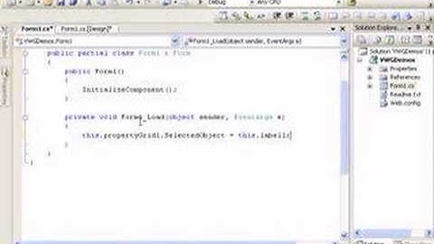 How to use the Visual WebGui property grid control