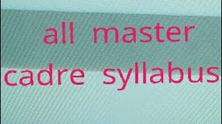 Sst .Master Cadre Syllabus
