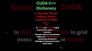 CUDA C++ Dictionary 4 Threads, Thread Indices, Kernel Functions