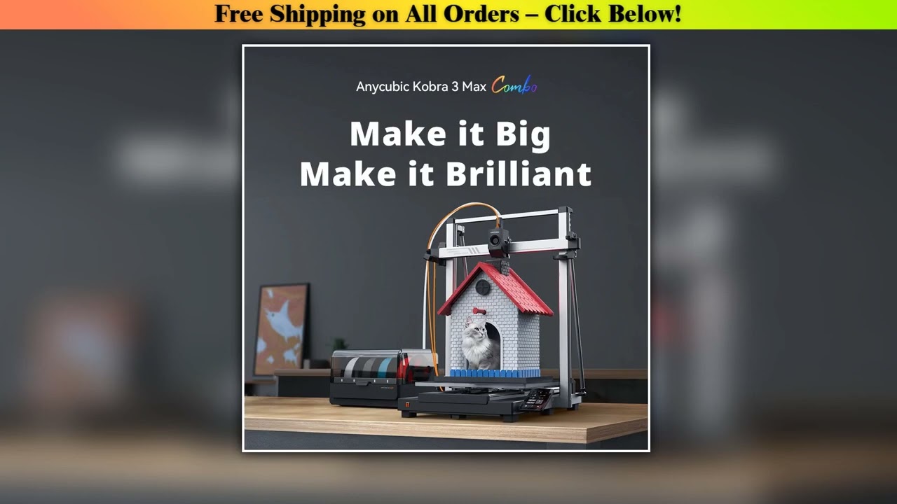 ANYCUBIC Kobra 3 Max FDM Multi Color 3D Printer with Up to 600mm/s Print Speed Dual Gear Direct