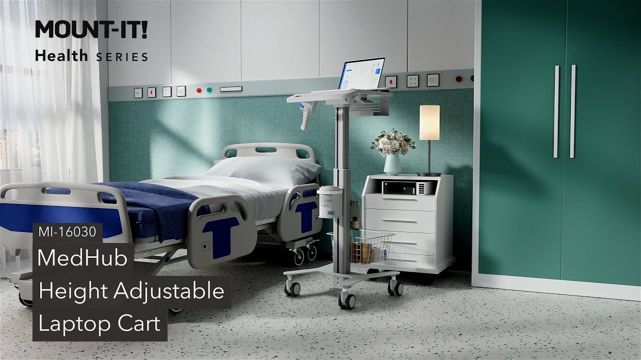 MedHub Height Adjustable Laptop Cart with Security Bar | MI-16030 (Features)