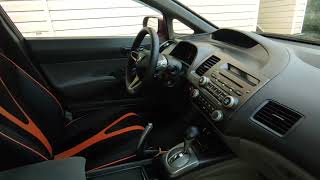Автомобильные чехлы Honda civic 4d, CarFashion INTEGRAL PLUS черный/оранжевый