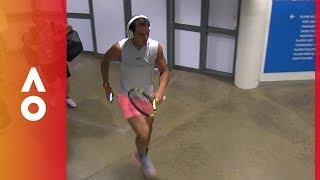 Rafael Nadal skips and dances through the corridors of Melbourne Park | Australian Open 2018