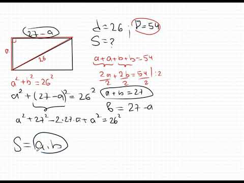 Периметр равен 54, диагональ 26. Найти площадь прямоугольника - YouTube