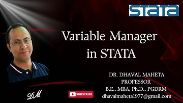 15. Variable Manager in STATA || Dr. Dhaval Maheta
