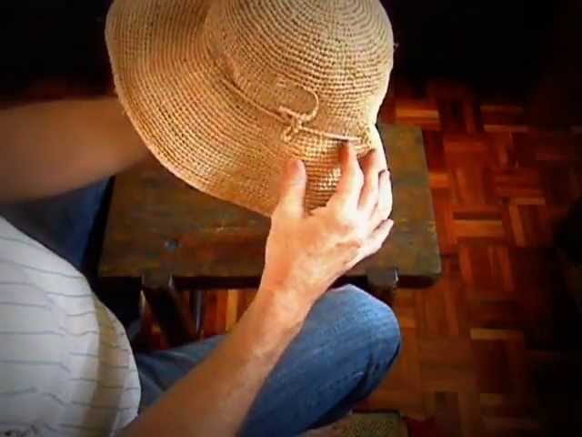 Hand Crochet Raffia Hat - YouTube