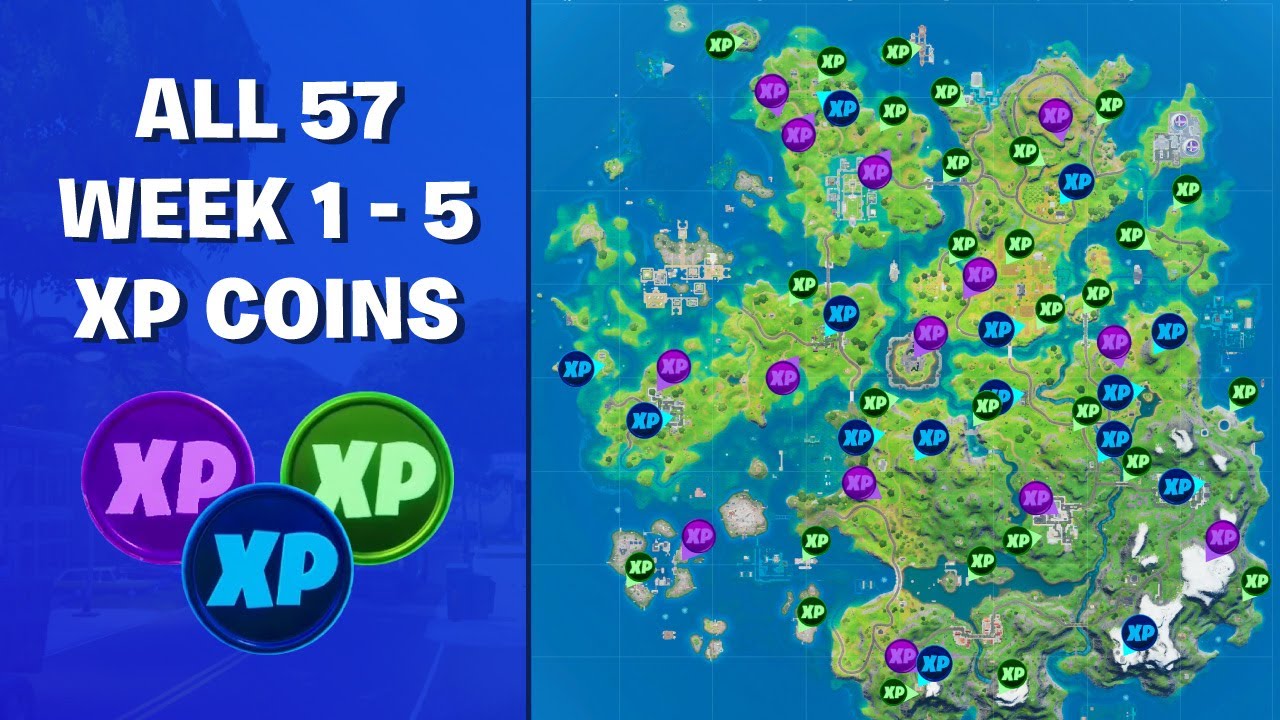 All 57 Week 1 to Week 5 XP Coin Locations in Fortnite ...
