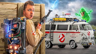 GhostBusters Box Fort Van! Capturing Scary Slime Monsters With Ghost Gadgets! (Ghostbusters Movie)