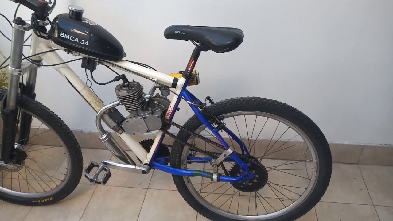 MTB Motorized bicycle idling 50cc - YouTube