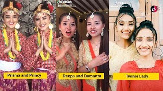Twinny girl Prisma and Princy vs Deepa and Damanta  vs Twinie Lady  tik tok Musically Nepal video