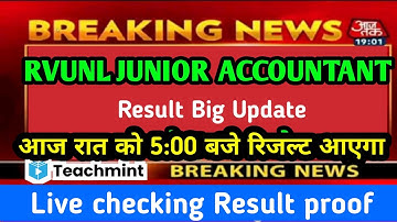 Rvunl junior accountant result 2021|jvvnl junior accountat result date 2021| #jvvnlresult| Teachmint