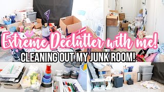 EXTREME DECLUTTER CLEAN WITH ME - JUNK ROOM CLEAN OUT!! CLEANING MOTIVATION 2023