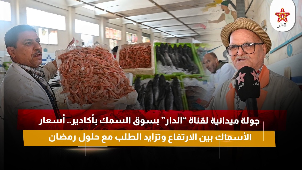 جولة ميدانية لقناة “الدار بسوق السمك بأكادير.. أسعار الأسماك بين الارتفاع وتزايد الطلب مع حلول رمضان