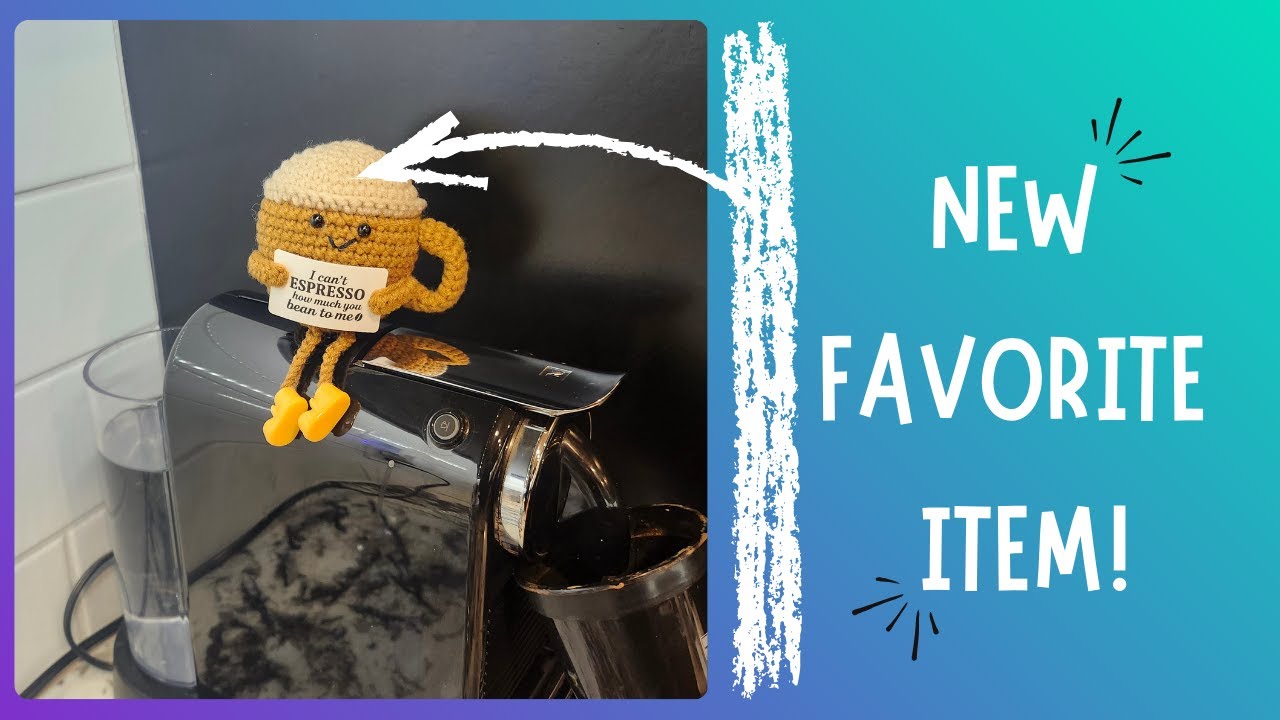 Positive Crochet Coffee Cup Desk Decor