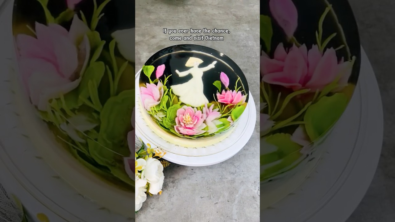 Let's make 3D jelly cake with lotus & Vietnamese beauty #thach3d #cothanglambanh #jellycake