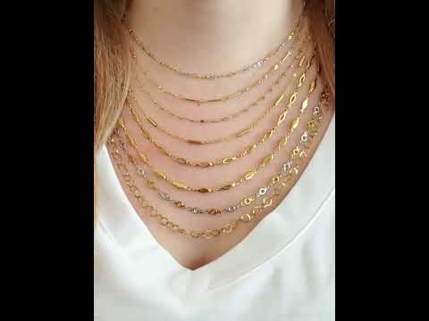 Unfinished Bar Diamond and Circle Bracelet Chains, PVD Stainless Steel