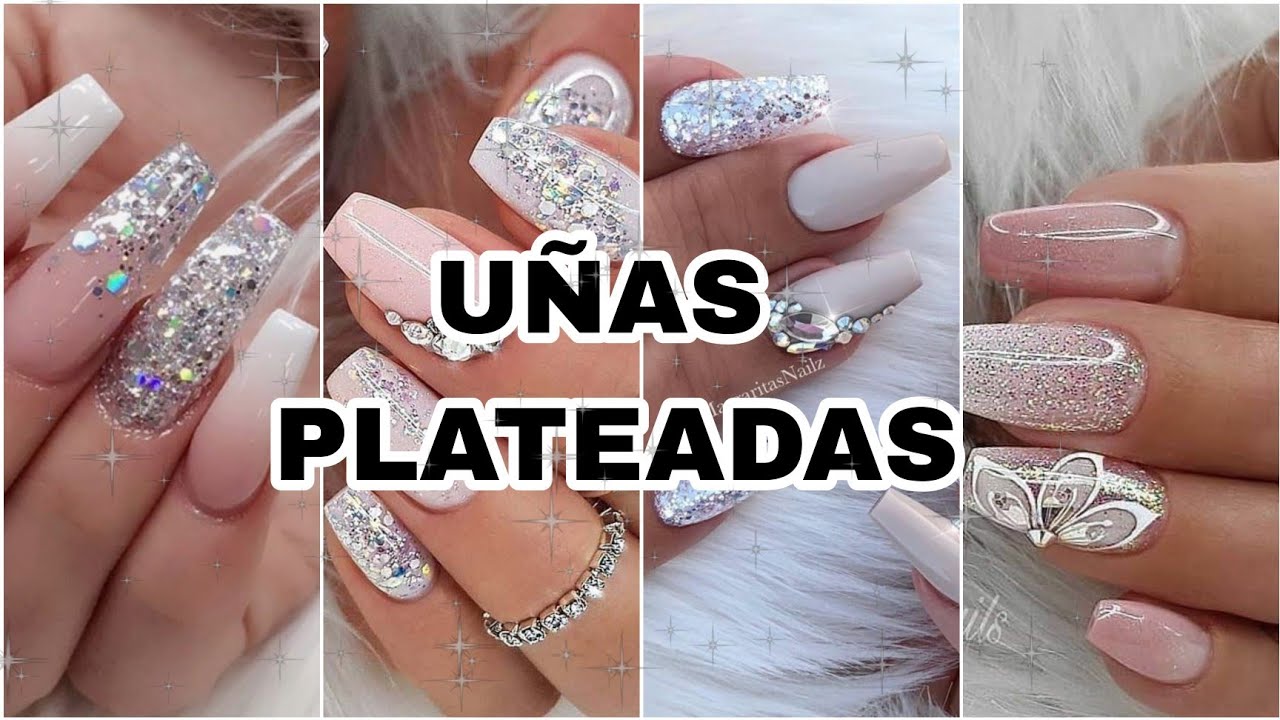 Uñas Plateadas Elegantes ✨Diseños en Tendencia 2023 Color Plata con Glitter 💕💅🏼 #nailart  #trending
