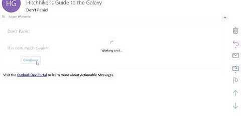 Actionable message text adventure