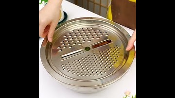Bộ thái - nạo rau củ quả 3 trong 1 (Chậu - Rổ - Bàn nạo) INox 304 không rỉ