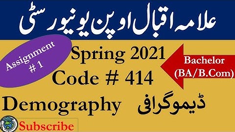 AIOU Code 414 Solved Asignment No.1 Spring  2021 || Subject: Demography || Level: Bachelor/BA