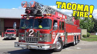 [TACOMA] Engine 8, Medic 2 & Ladder 2 responding lights and siren | Tacoma FD