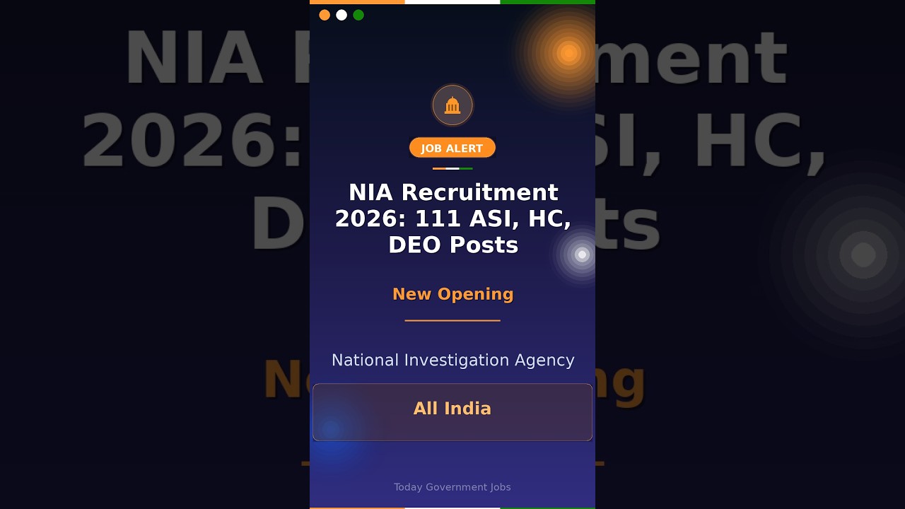 NIA Recruitment 2026: 111 ASI, HC, DEO Posts