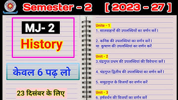Semester 2 MJ 2 History 2023 27 l vbu semester 2 Major 2 history important questions answer bc centr
