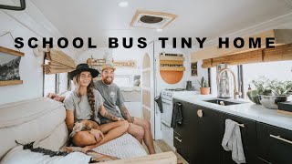 Short Bus Tiny Home Tour with Full Bathroom