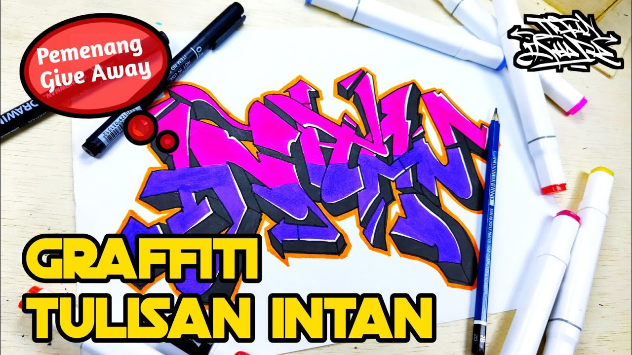 Graffiti di kertas nama INTAN Pengumuman pemenang GIVE 