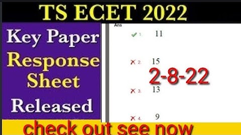 TS ECET 2022 Key Paper Released / TS ECET Response Sheet Released 2022/TS Ecet Preliminary key 2022/