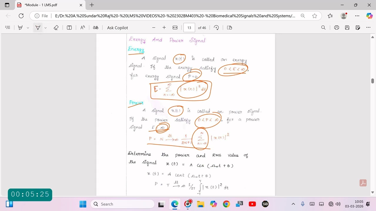 Even and Odd Signals , Energy and Power Signals  Dr A SundarRaj