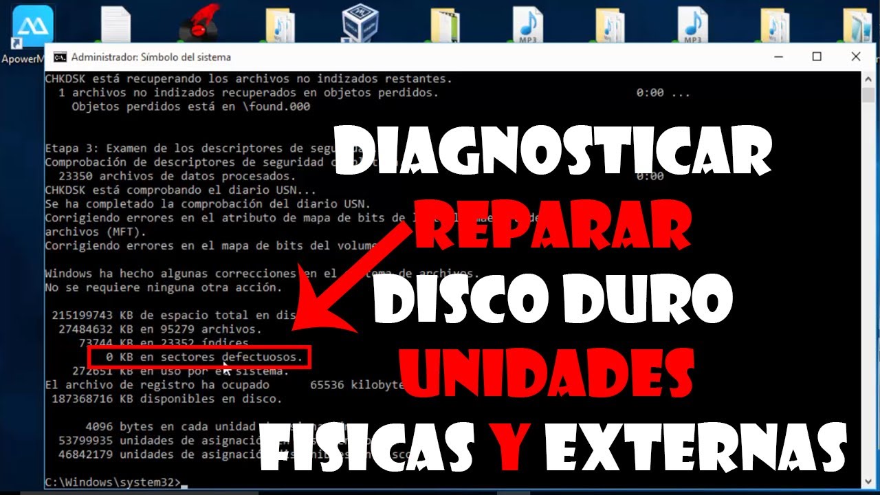 Errores Disco Duro, Unidades Físicas y Externas desde Cmd | Tutorial CHKDSK | - YouTube