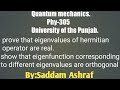 Prove that eigenvalue of  hermitian operator are real by Saddam Ashraf