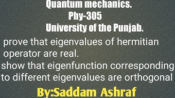 Prove that eigenvalue of  hermitian operator are real by Saddam Ashraf
