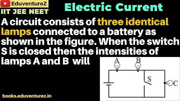 A circuit consists of three identical lamps connected to a battery as shown in the figure. When the
