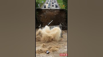 massive highway bridge collapse caused by catastrophic flooding