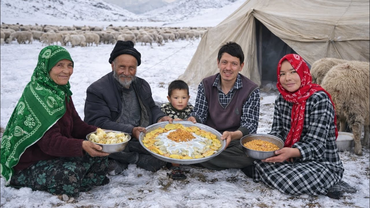 Young Couple / Cooking traditional food ( Busragh) / Village life in Afghanistan 