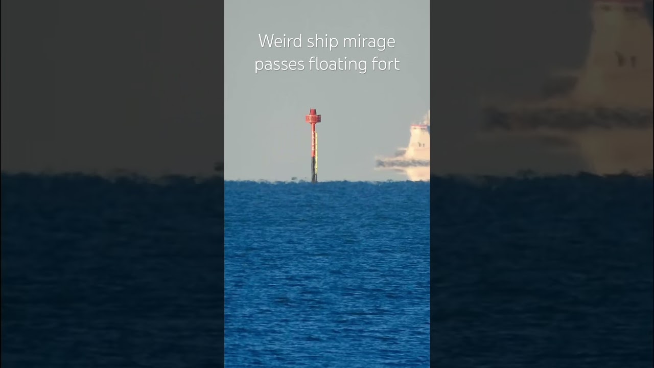 Weird ship mirage passes floating fort 