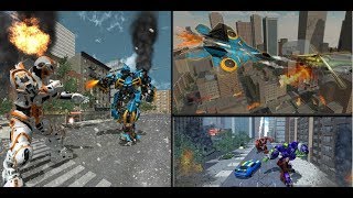 Flying Robot Car Transform Russian Plane City Wars | Android Gameplay screenshot 4