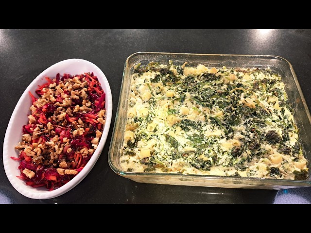 Makarona ditali me spinaq e djathë në furrë e Sallatë me mollë,panxharë e karota/Receta nga NERANXI