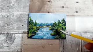 Pintando Mini Cuadros / Paisaje con Pintura Acrílica