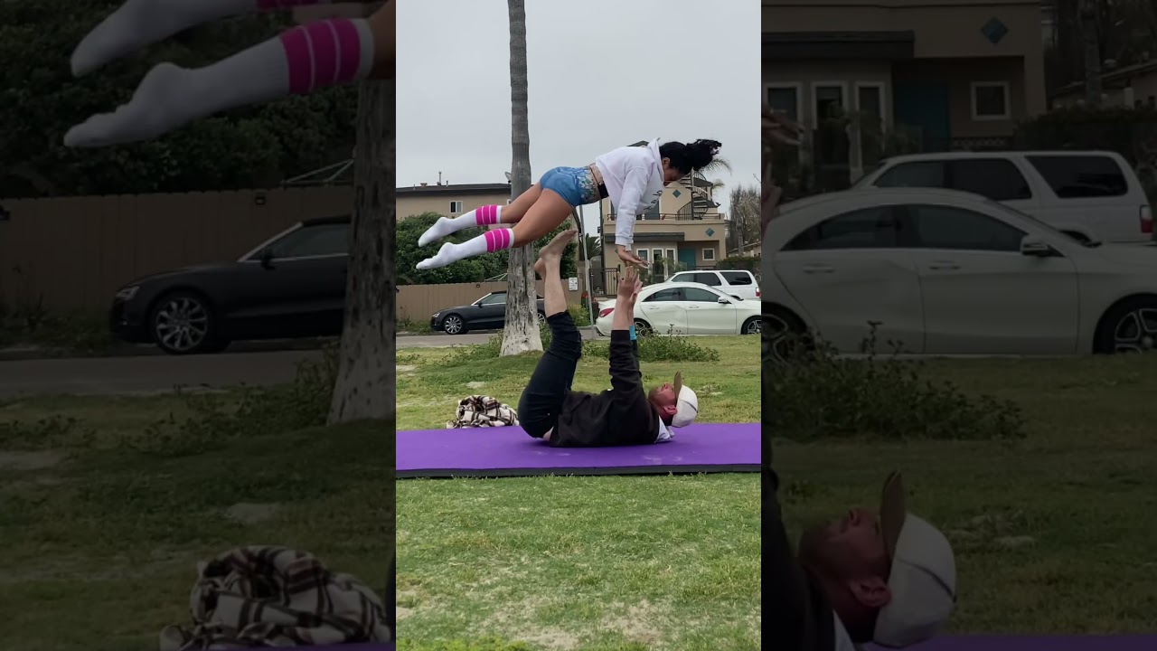 Acro with a stranger! Check my bio to learn beginner acroyoga!