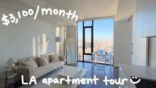 $3,100/month LA apartment tour (highrise, sky spa, movie lounge, pool, gym, simple & minimal)