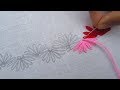 Hand Embroidery, Decorative Border Line Design, Lazy Daisy Stitch with French Knot