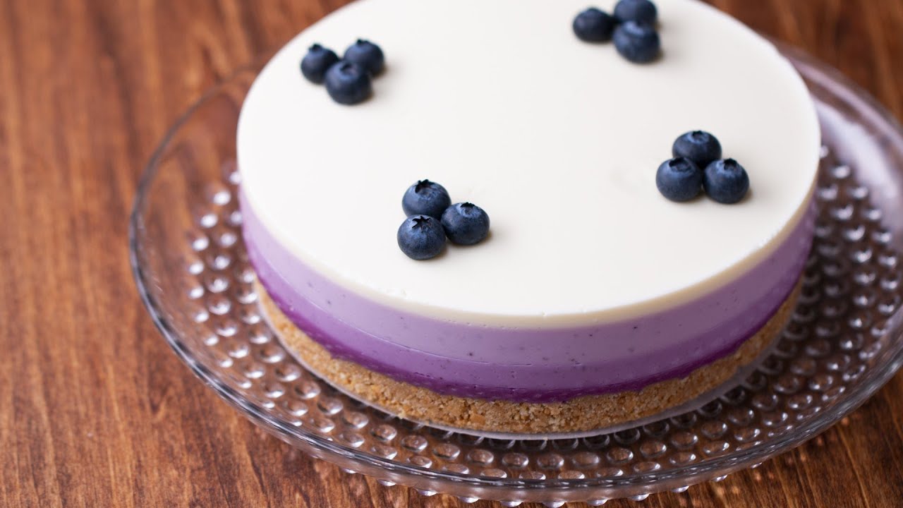 4層のブルーベリーレアチーズケーキ 断面にうっとり 4 Layer Blueberry Cheesecake Youtube