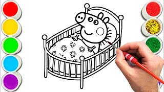 Peppa Pig in a Cradle Drawing, Painting & Coloring For Kids and Toddlers_ Child Art