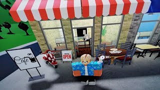 making a cafe in bloxburg with the new update items (roblox)