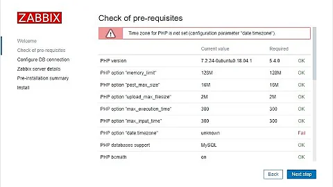 Zabbix Time zone for PHP is not set (configuration parameter "date.timezone").
