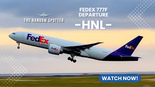 [4K] ✈️ Serene Sunset Departure Over the Pacific | Honolulu Reef Runway | FedEx 777-F